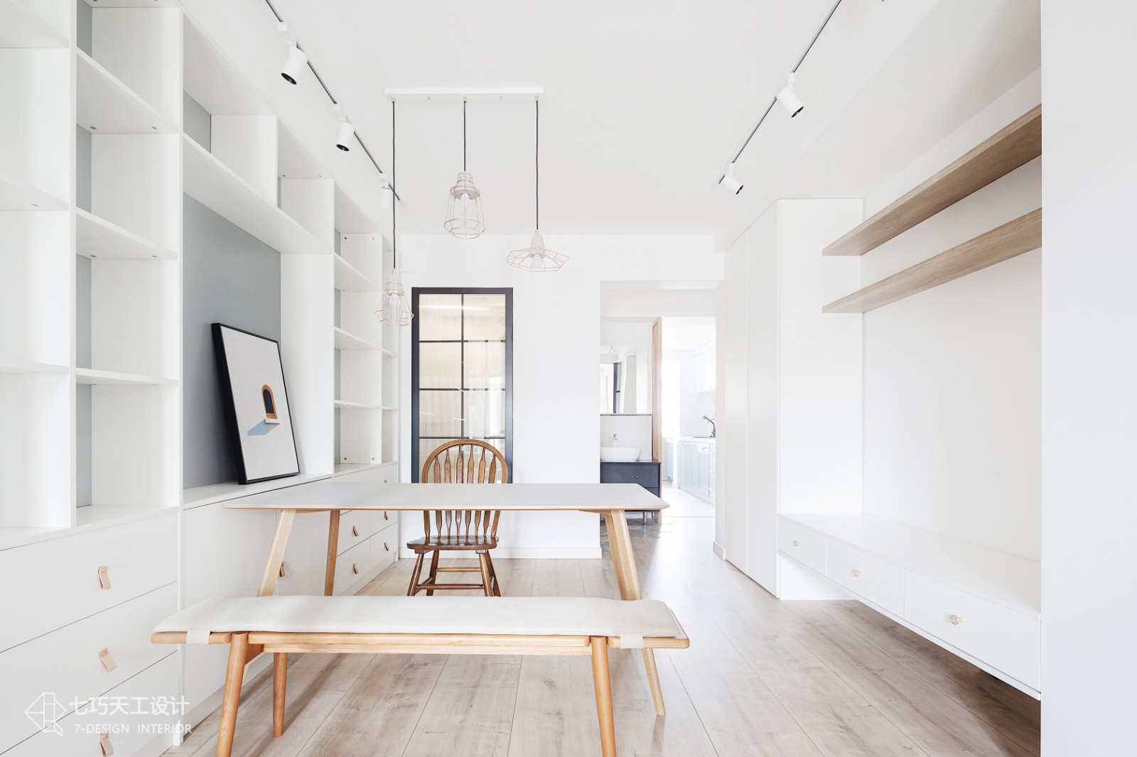 客廳木地板裝修效果圖52㎡極致改造，全屋只留8件家現(xiàn)代簡約客廳設計圖片賞析