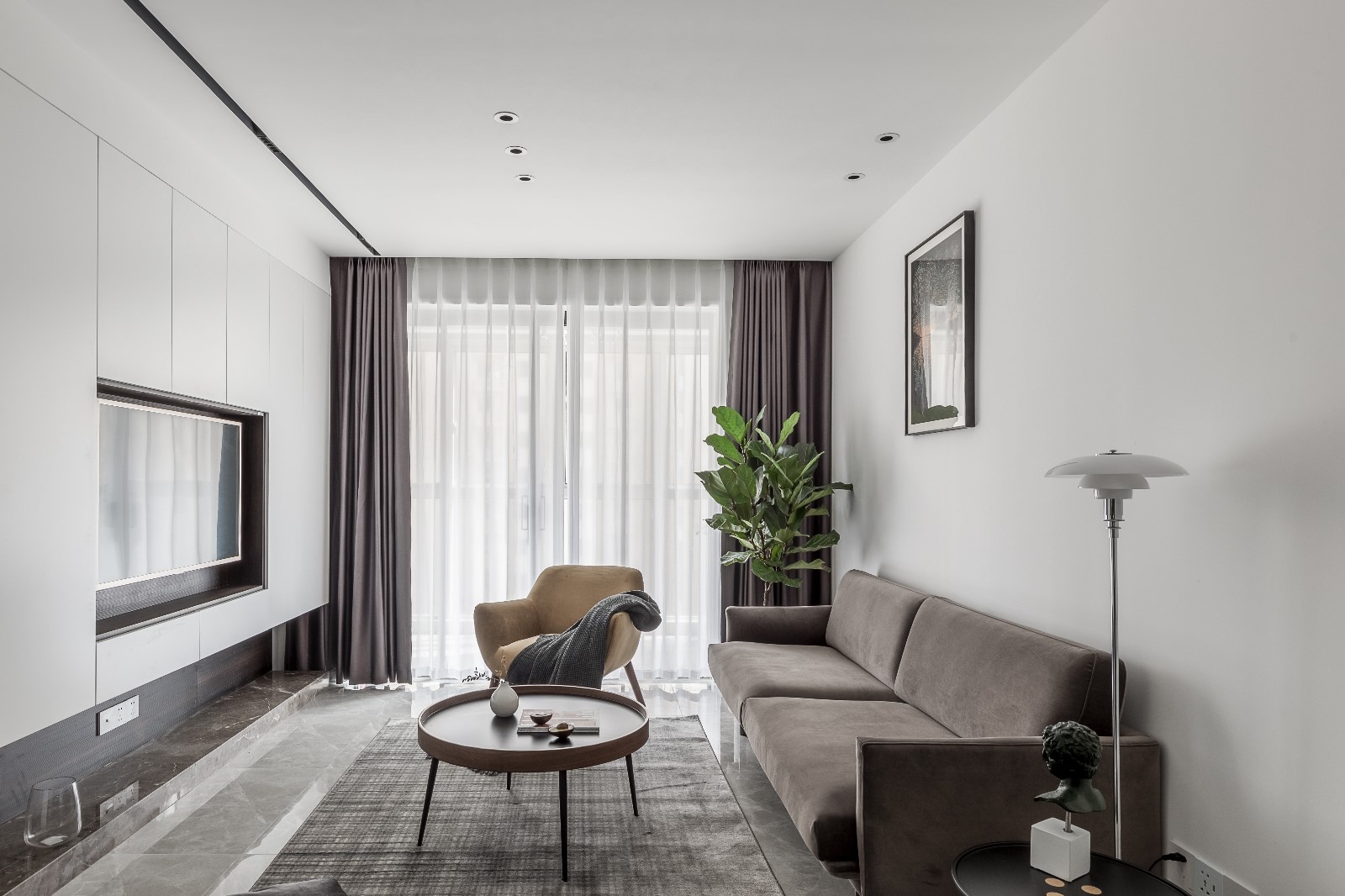 客廳窗簾裝修效果圖清新日光居、三口之家北歐極簡客廳設計圖片賞析