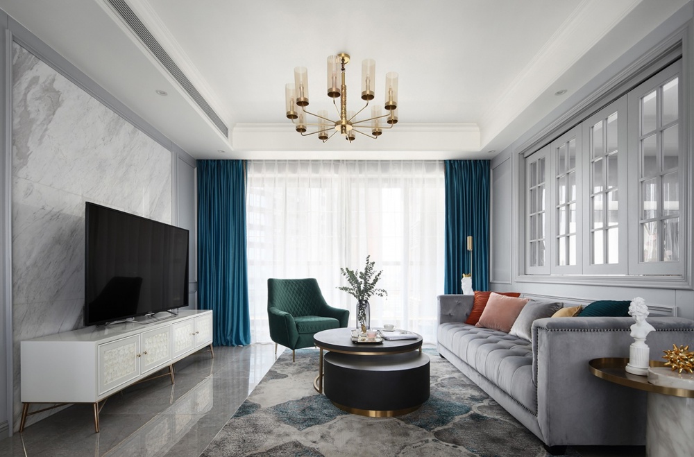 客廳窗簾裝修效果圖客廳“開(kāi)”窗，書(shū)房搭帳篷！美式經(jīng)典客廳設(shè)計(jì)圖片賞析