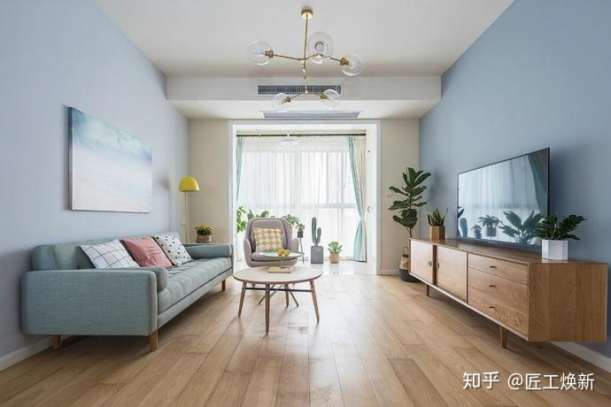 90㎡清爽北歐風(fēng)，淺藍(lán)空間，最喜歡半開放式廚房設(shè)計(jì)