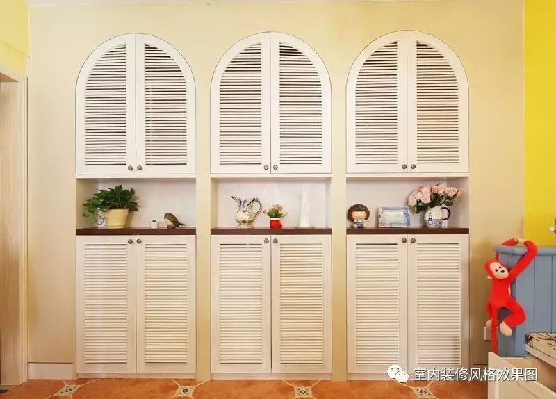 8萬裝修93平米地中海風(fēng)格小三房，書房榻榻米和吊頂柜收納性極好