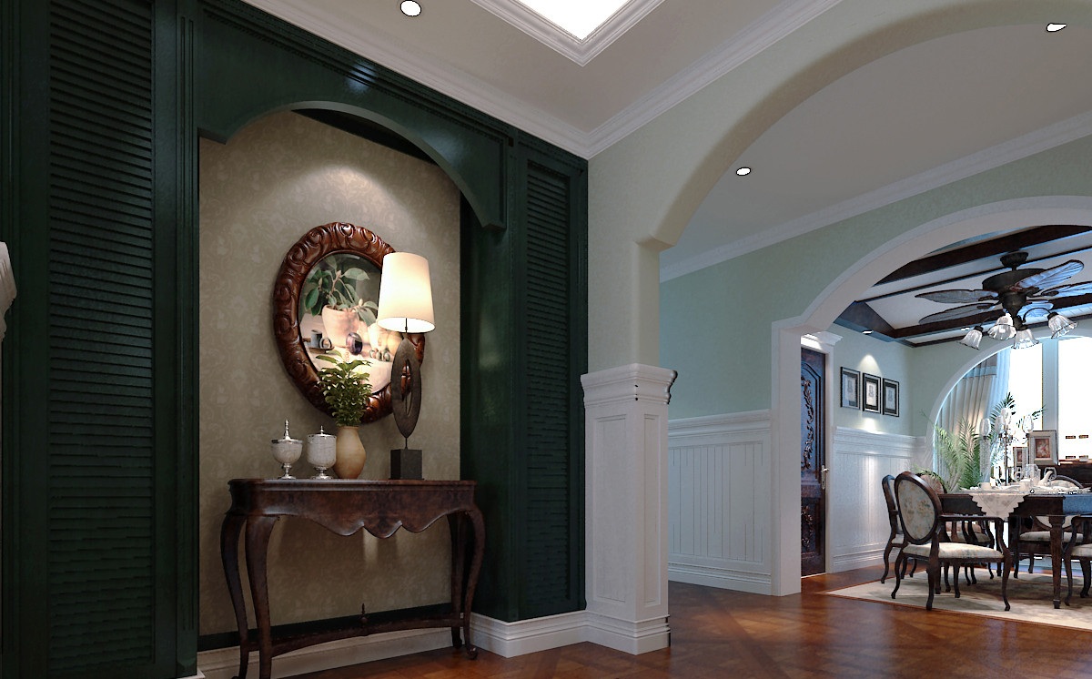 玄關木地板裝修效果圖美式經典美式經典玄關設計圖片賞析