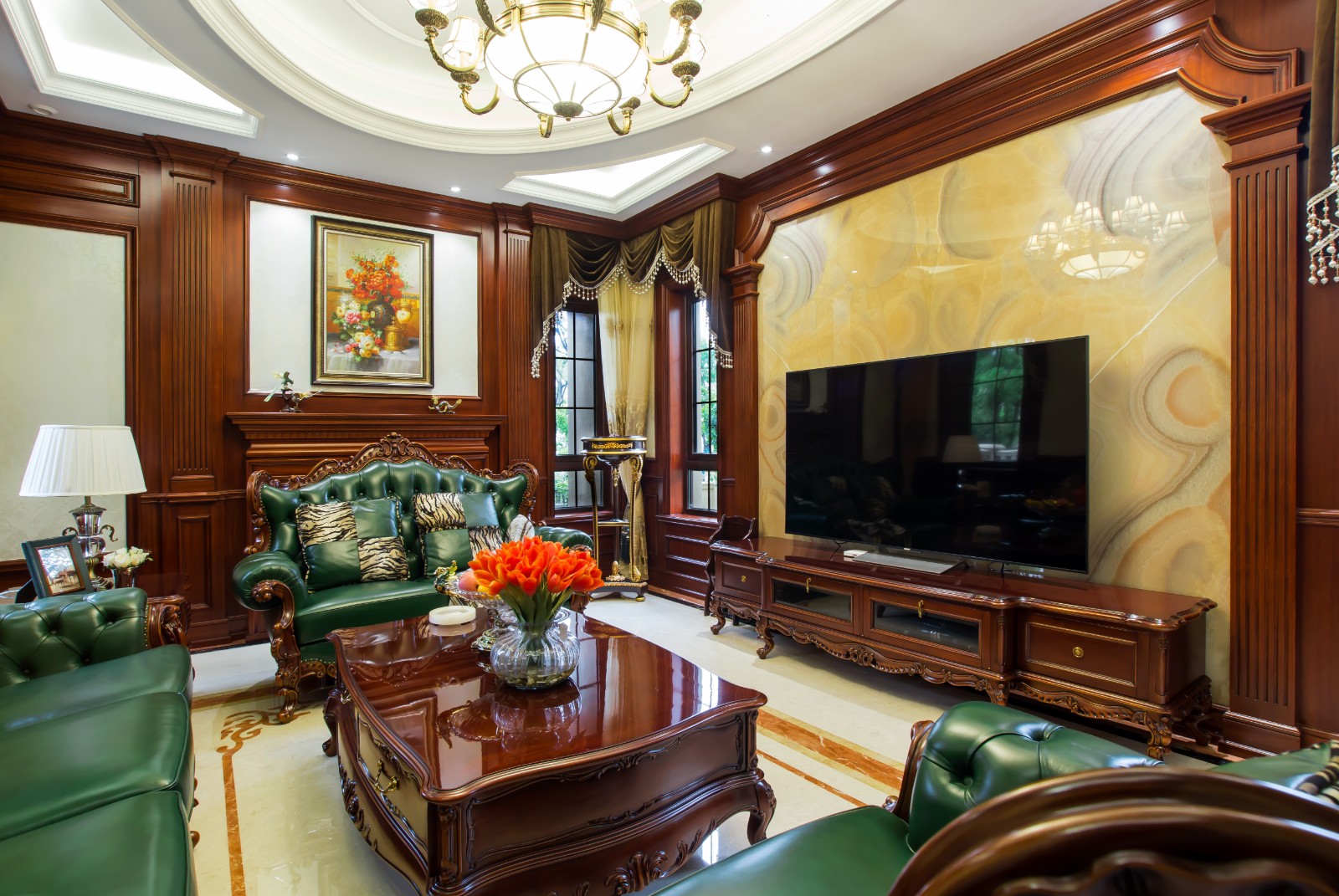 客廳窗簾裝修效果圖九月森林650平沉醉奢華新古典美式經典客廳設計圖片賞析