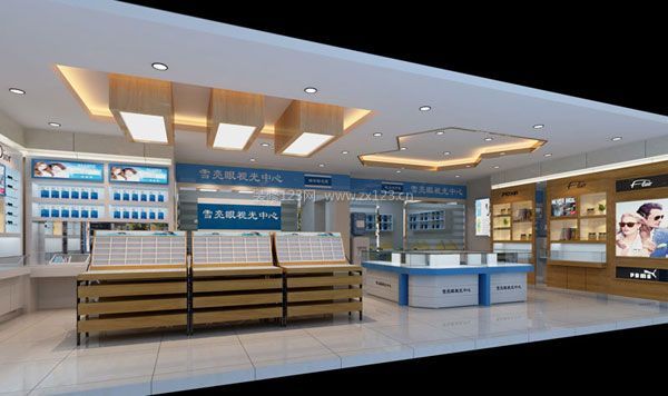 眼鏡店裝修平面布局、實體效果展柜制作 視光中心效果圖