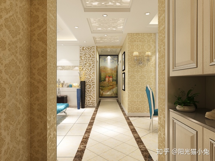 簡歐風(fēng)格家居裝修設(shè)計(jì)，130㎡三居室效果圖