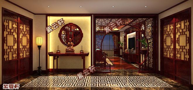 北京中式古典風格平層大宅裝修效果圖，高貴華美的生活品位