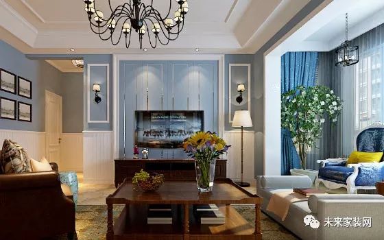 現(xiàn)代美式風格裝修效果圖，開放式廚房加臥室大飄窗，真羨慕！