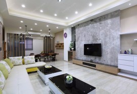 簡約客廳灰色電視背景墻裝修效果圖